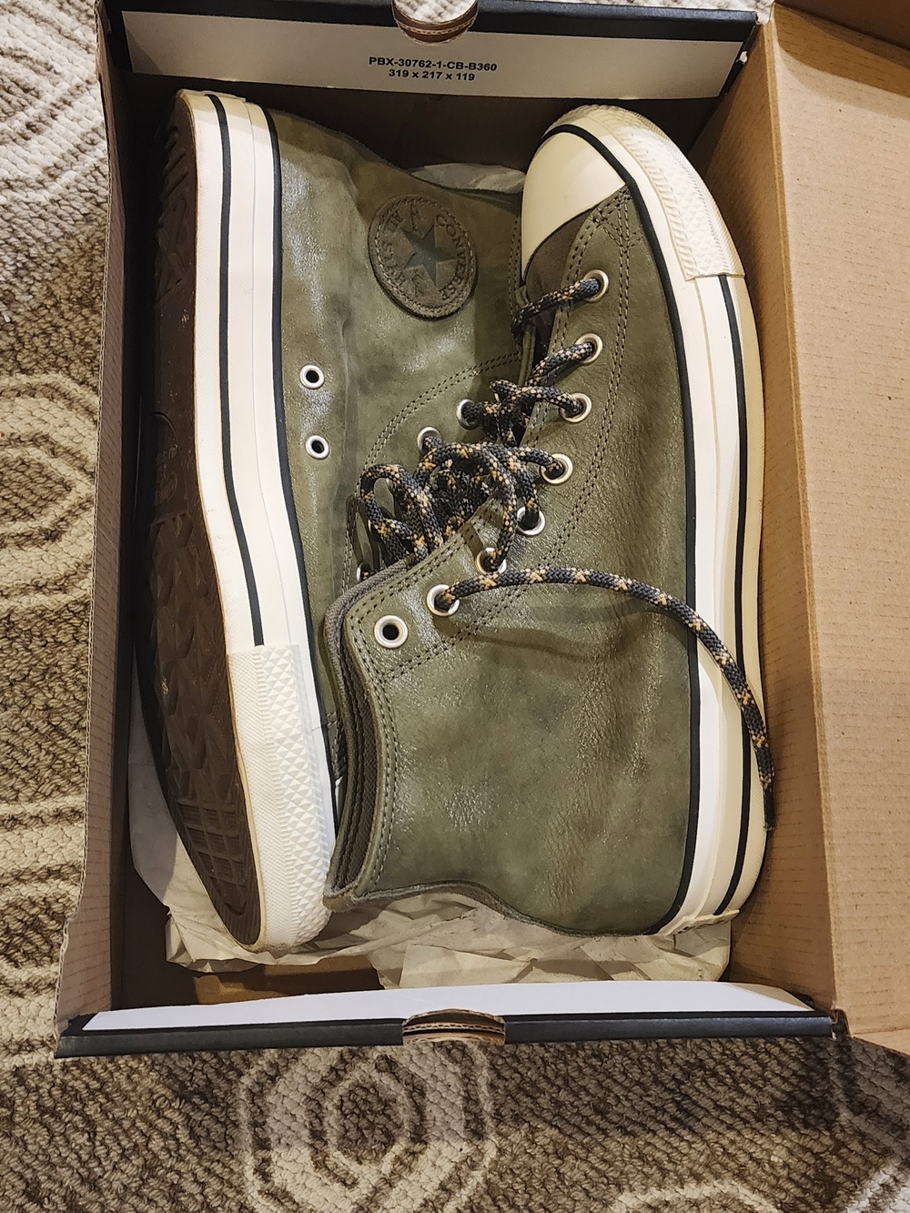 Converse Olive High-Top Sneakers with Cream Soles